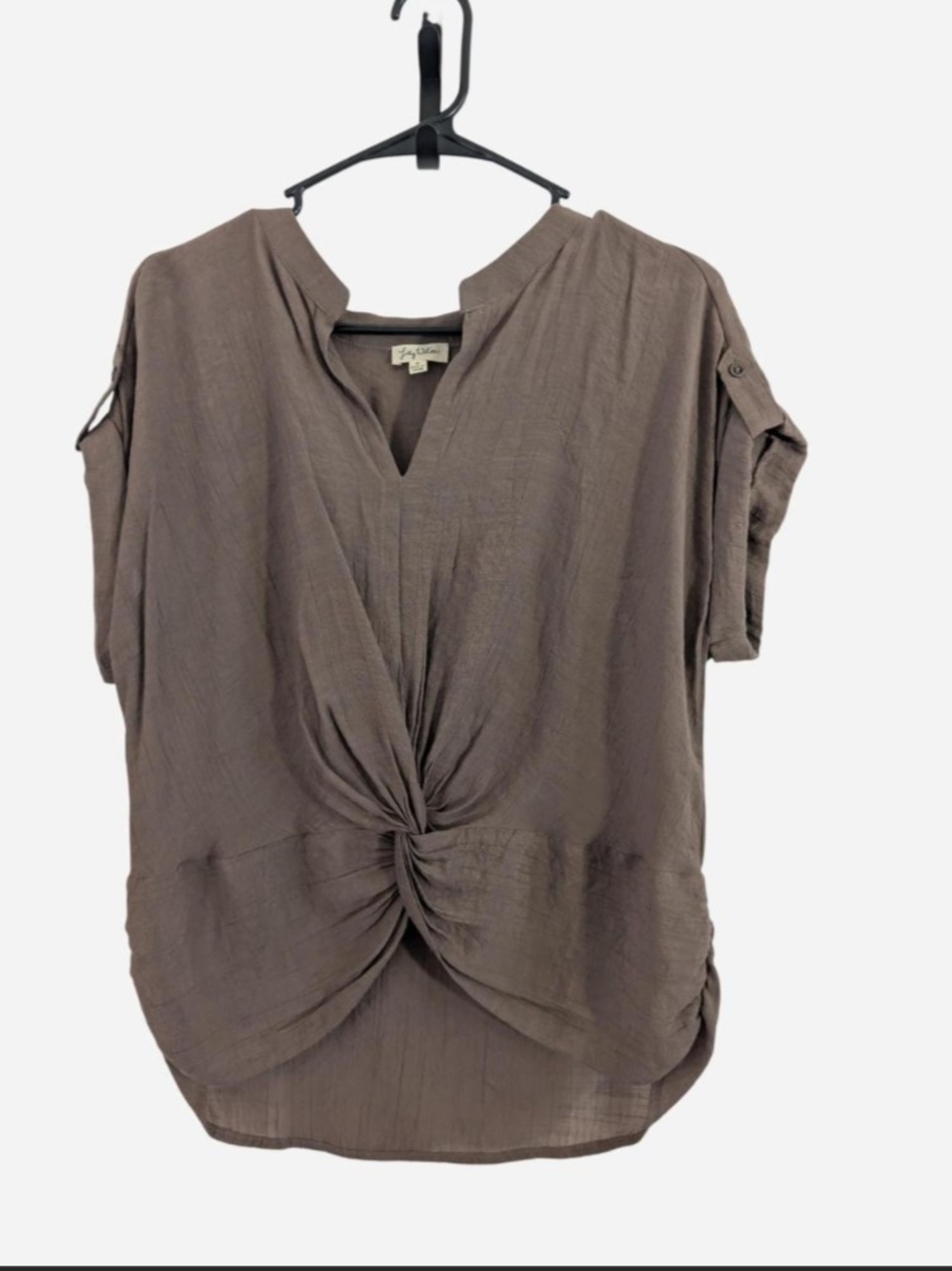 Lightweight Twisted Front Blouse - Taupe